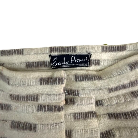 Earle Picard  1970s Wool Beige Brown High-Waisted Midi Skirt Button Front Office - Picture 3 of 10